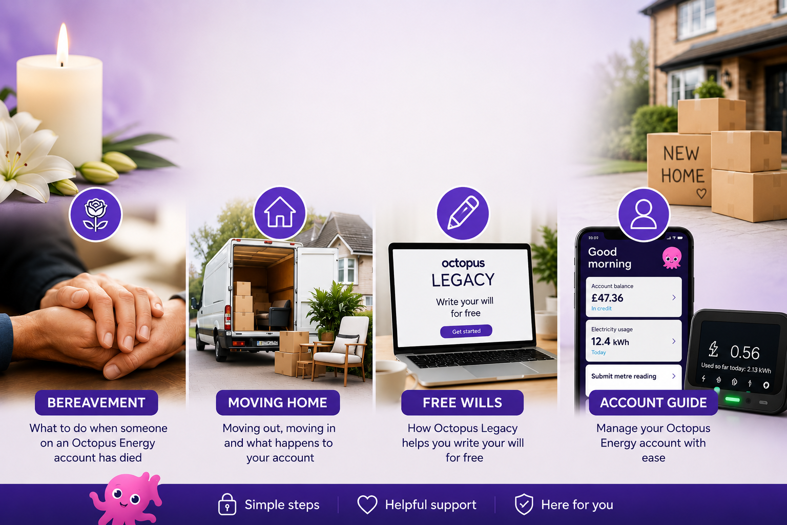 Octopus Energy Bereavement, Moving Home, Free Wills, and Account Guide