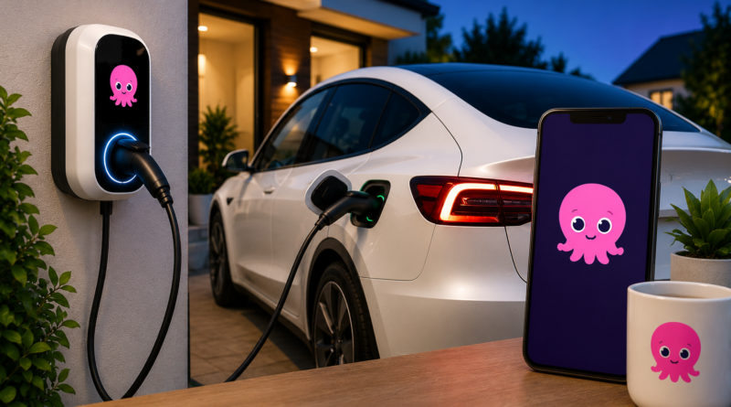 intelligent octopus go showing an electric vehicle being charged overnight representing Intelligent Octopus Go how it works off-peak times compatible cars and chargers rates savings and whether it is worth it in 2026