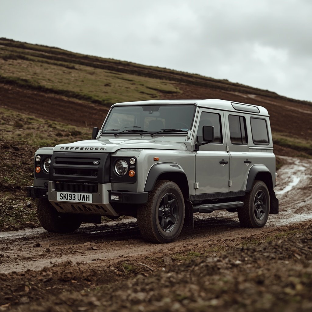 Land Rover Defender 110 on rugged British terrain