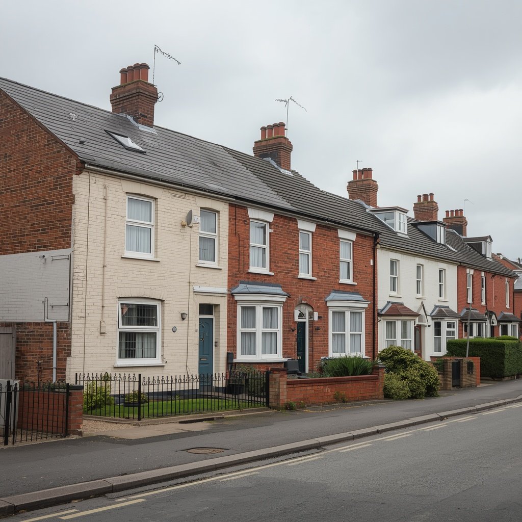 Different residential properties representing Council Tax bands in Leiston