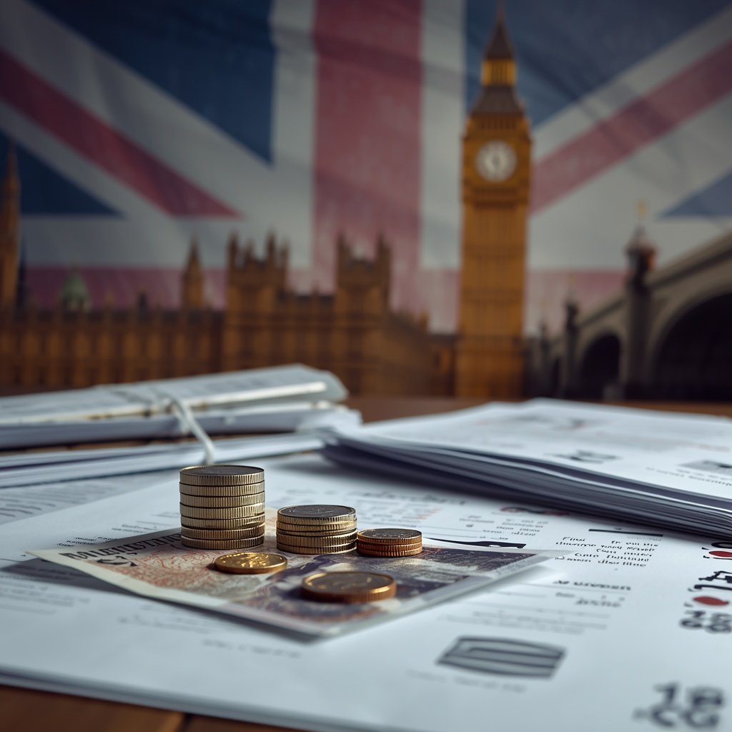 UK political donations and electoral finance represented with British currency and Parliament
